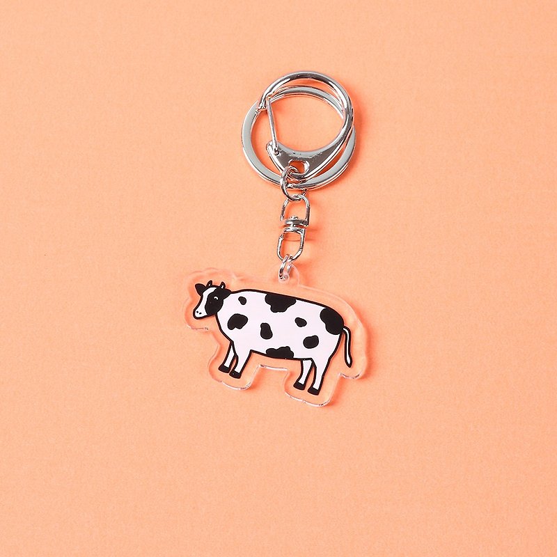 Cow charm Acrylic key ring - Keychains - Acrylic White