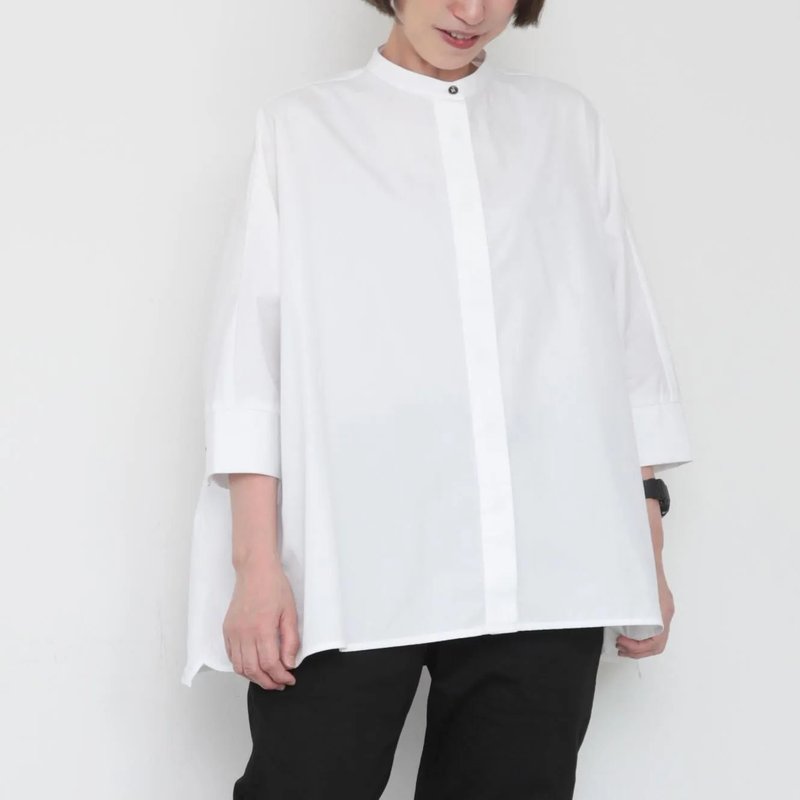 OMAKE.jp 落肩綴銅珠上衣SiiShirts 白 - 男 T 恤 - 棉．麻 白色