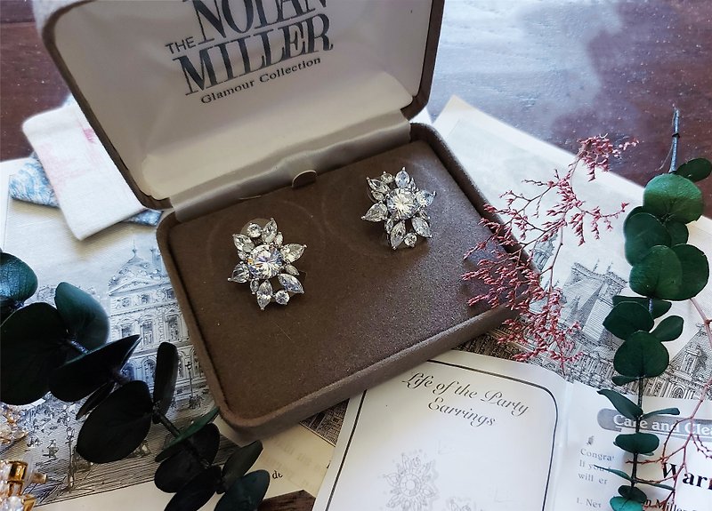 Vintage Signed Nolan Miller Earrings【vintage jewelry】 - ต่างหู - โลหะ สีเงิน