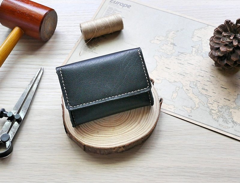 Leather business card case Juejia black European leather leather hand - ที่เก็บนามบัตร - หนังแท้ สีดำ
