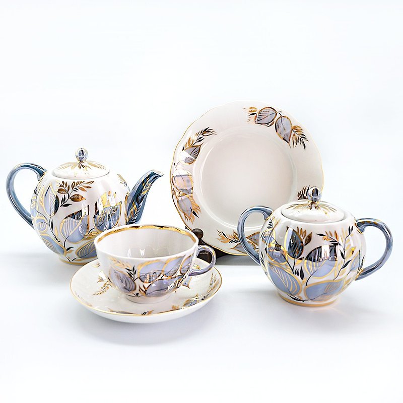TEA SET TULIP LUNAR 6/20 - Mugs - Porcelain Blue