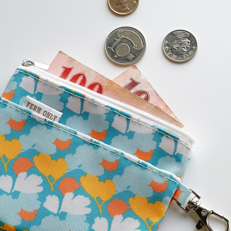 Fern Pattern Coin Purse 2.0 - Adiantum capillus-veneris - กระเป๋าใส่เหรียญ - ผ้าฝ้าย/ผ้าลินิน สีน้ำเงิน