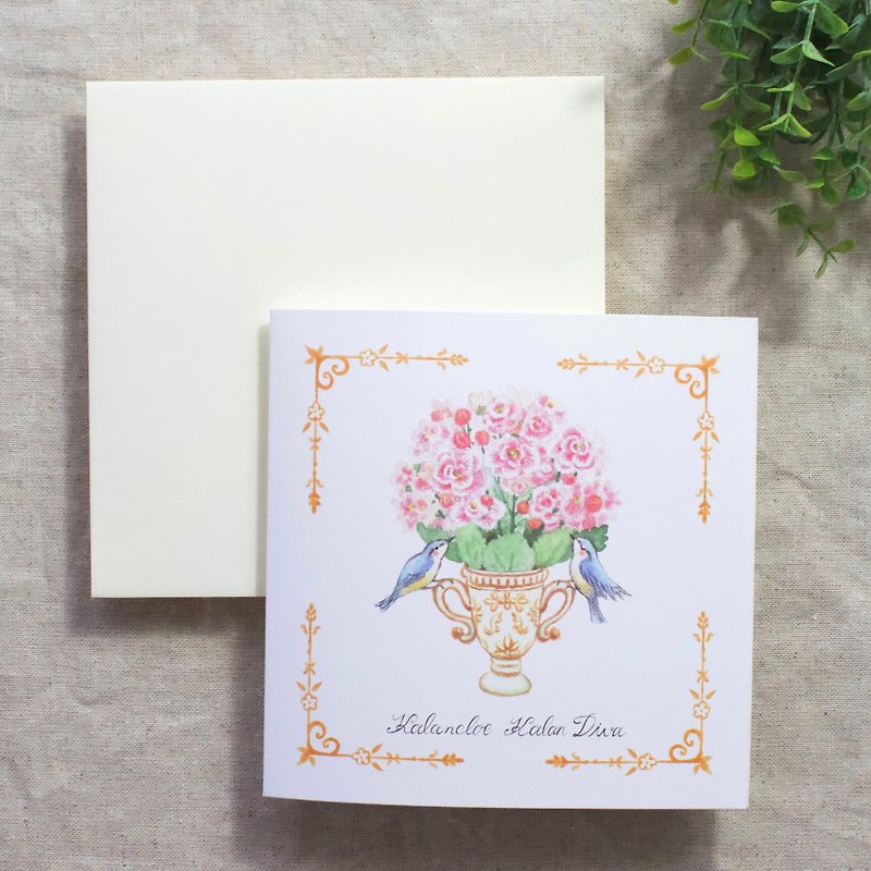 グリーティングカード　カランディーバの花と小鳥　KALANCHOE COLLECTION - 卡片/明信片 - 紙 