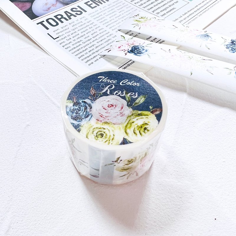 Three color roses－3.5cm washi tape (with release paper) - Washi Tape - Paper 