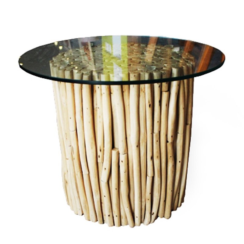 Teak twigs glass table END Table - Other Furniture - Wood 