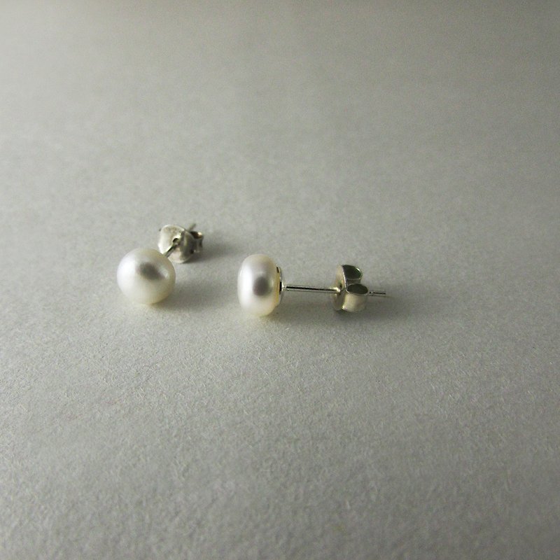Mother's Day gift_pearl a earring_ pearl a earrings 925 Silver designer hand-made limited edition - Earrings & Clip-ons - Pearl White