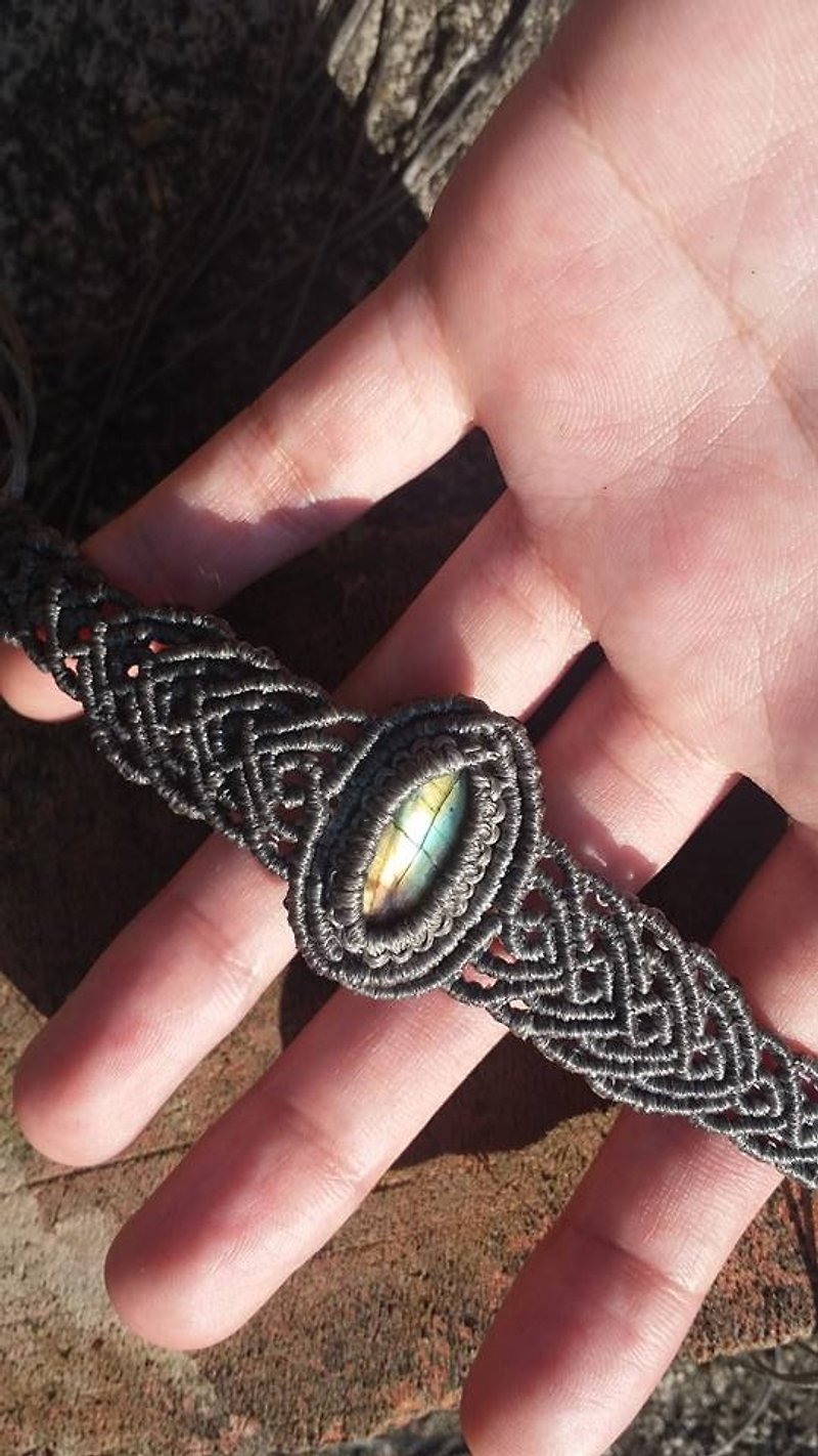 [Lost and find] Natural stone long labradorite wax bracelet - Bracelets - Stone Multicolor