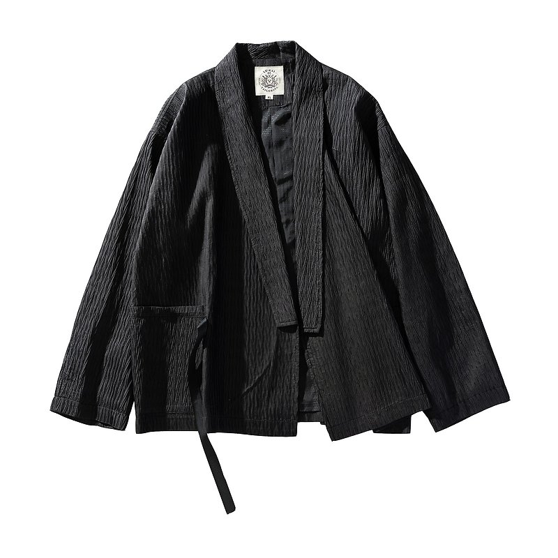 S-CrestTaiwan | Japanese-Style Handmade Kimono Jacket: Yama Style Wrinkle - เสื้อโค้ทผู้ชาย - เส้นใยสังเคราะห์ 