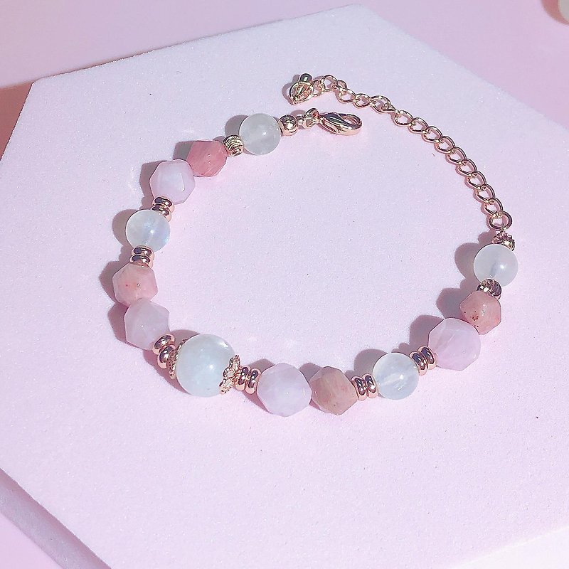 Moon Stone Natural Stone Crystal Bracelet - Bracelets - Crystal Pink