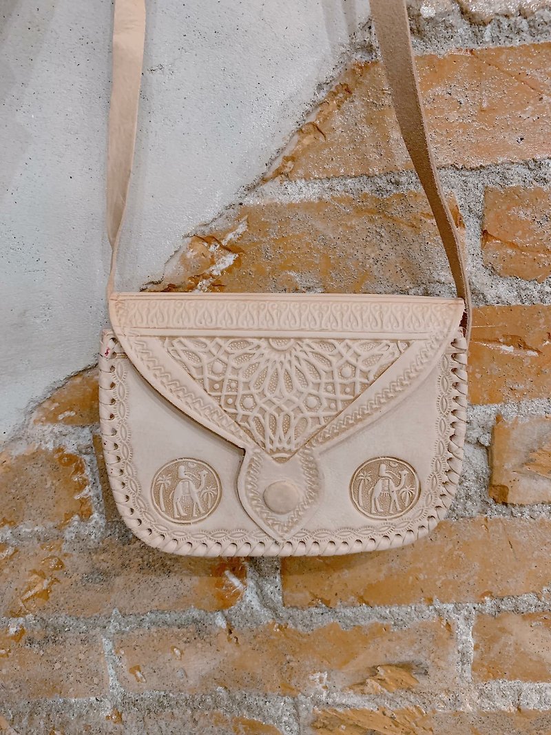 Camel small bag meat powder leather original color - Messenger Bags & Sling Bags - Genuine Leather Khaki
