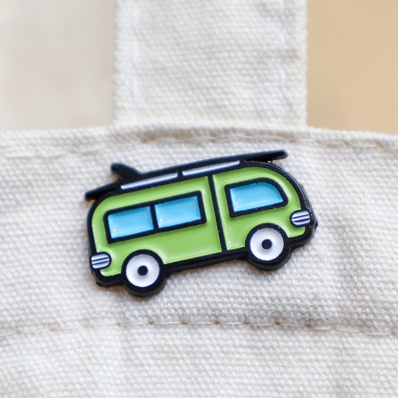 露營車琺瑯金屬徽章 - 胸針/心口針 - 琺瑯 綠色