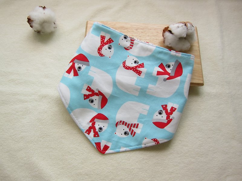 Red Hat red scarf polar bear - baby cotton bandage, bibs, scarves - Bibs - Other Materials Blue