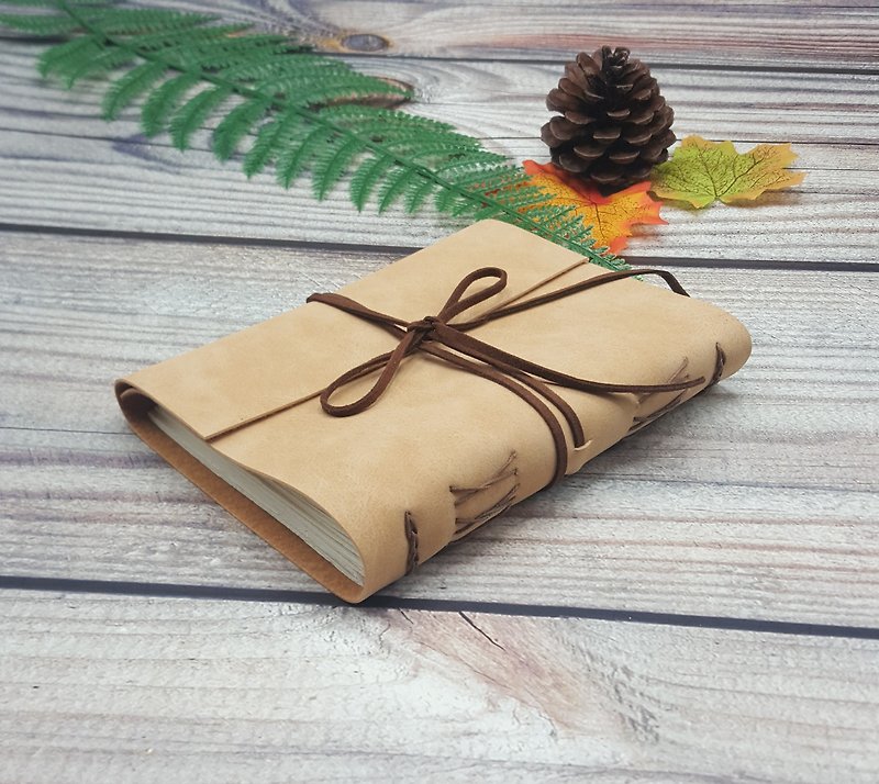 Long Stitch Journal with Brownish Velvet Cord - Suede Fabric Cover - 筆記簿/手帳 - 環保材質 