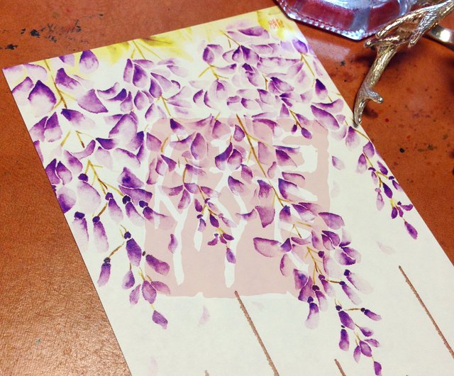 【真作】絵画　水墨画　藤の花　優雅な筆致　風情漂う墨の表現　伝統美術　W20 真作】絵画 水墨画 藤の花 優雅な筆致 風情漂う墨の表現 伝統