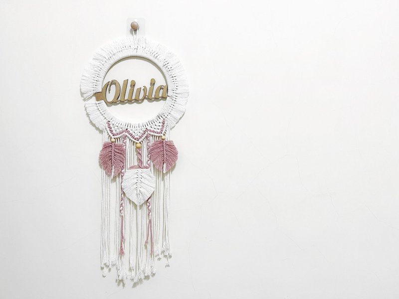 (Customized) Macrame wall hanging with customized name or message - ของวางตกแต่ง - ผ้าฝ้าย/ผ้าลินิน 