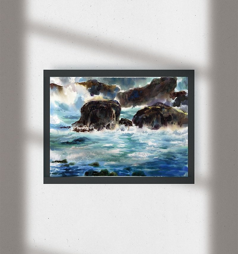 【Watercolor】Listen to the sea - the sound of waves crashing on the shore - Posters - Paper 