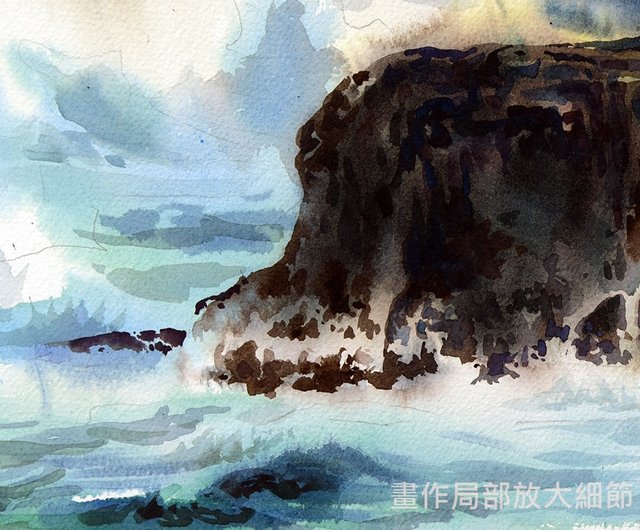 原画】水彩風景画 繋がれ 海辺の小道 額縁付き 自然アート 一点物