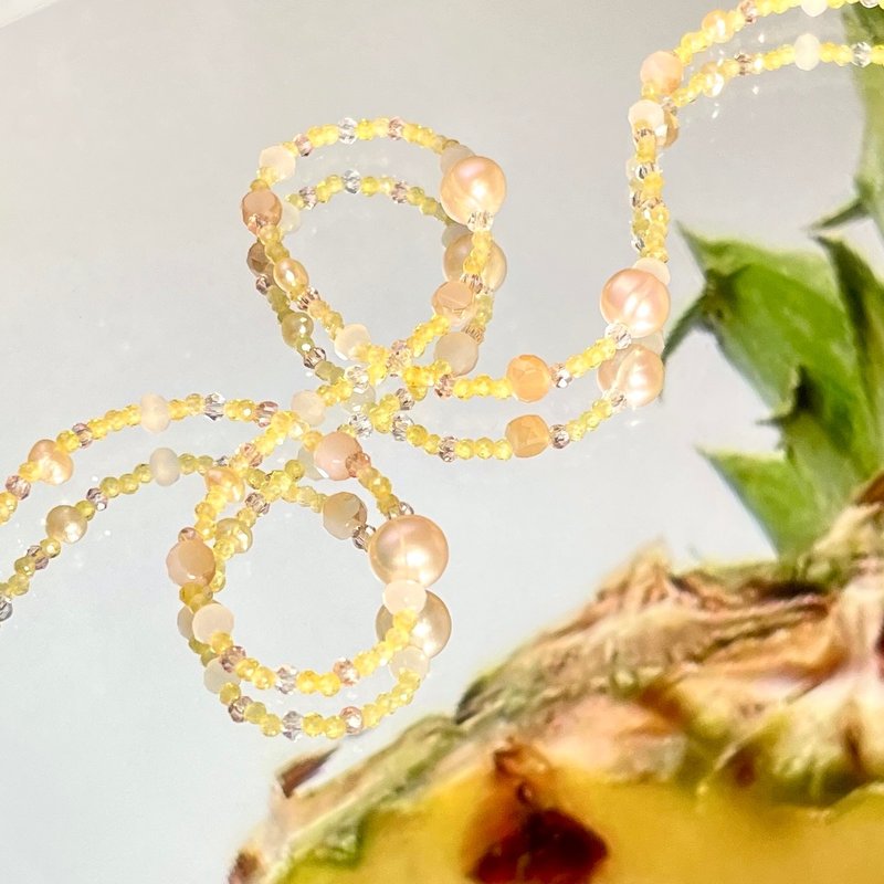 Fruit & Vegetable Collection - 009 Pineapple Pearl Necklace - 項鍊 - 銀 多色