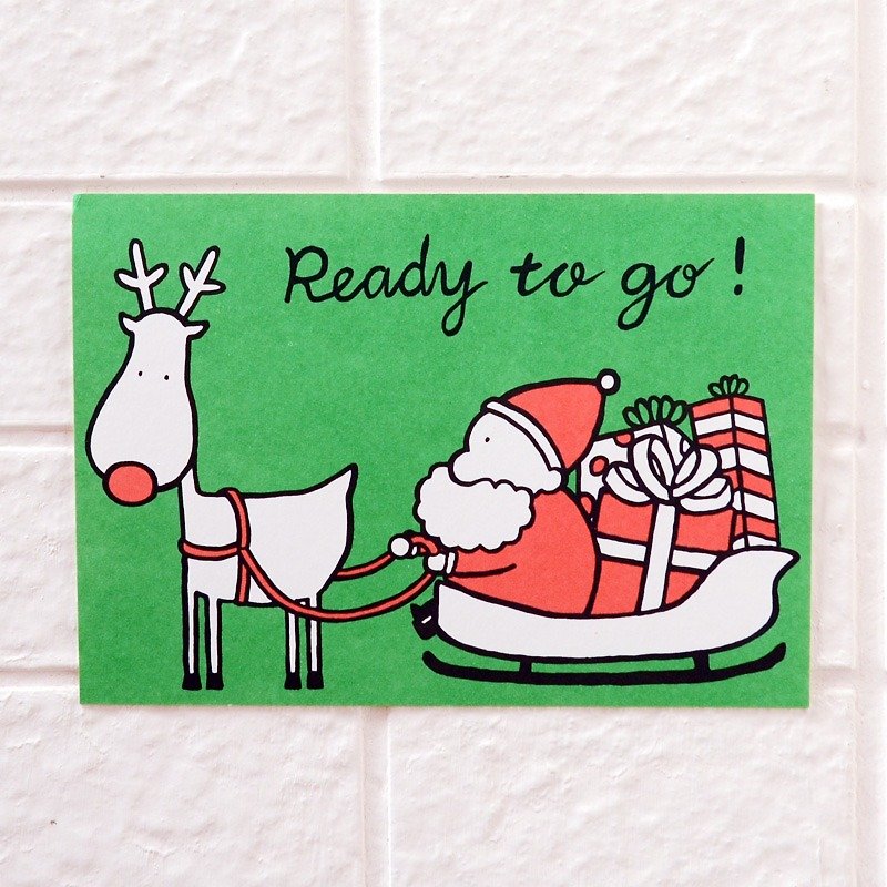 Christmas Card - Santa Claus and Elk Postcard No. 04 - การ์ด/โปสการ์ด - กระดาษ 