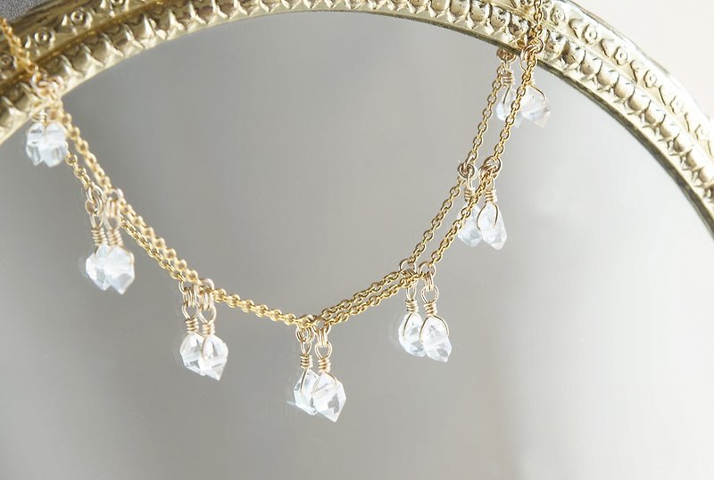 [14KGF Choker Necklace] -Gemstone, Dream Crystal, NY Herkimer diamond- - สร้อยคอ - เครื่องเพชรพลอย สีทอง