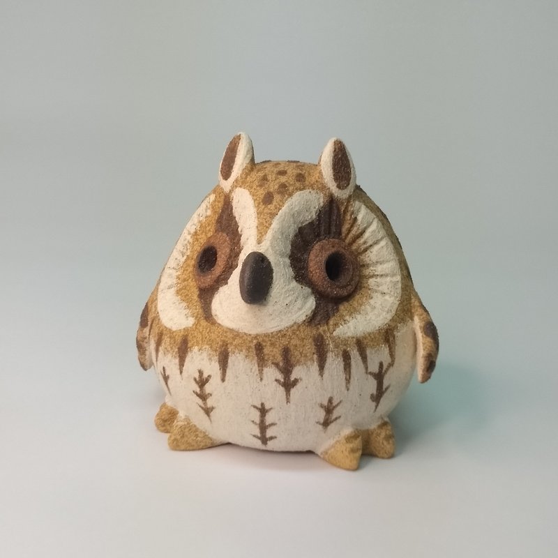 Mini Q version owl-long-eared owl/ceramics/original - Items for Display - Pottery 