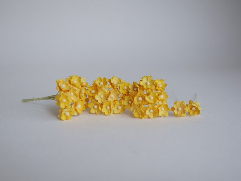 paper flower, 50 pcs. small DIY cherry blossom paper, 1.5 cm., yellow color - 其他 - 紙 黃色