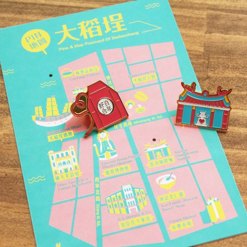 PINマップ―大稻埕 バッジ ポストカードセット - ショップ MIIN