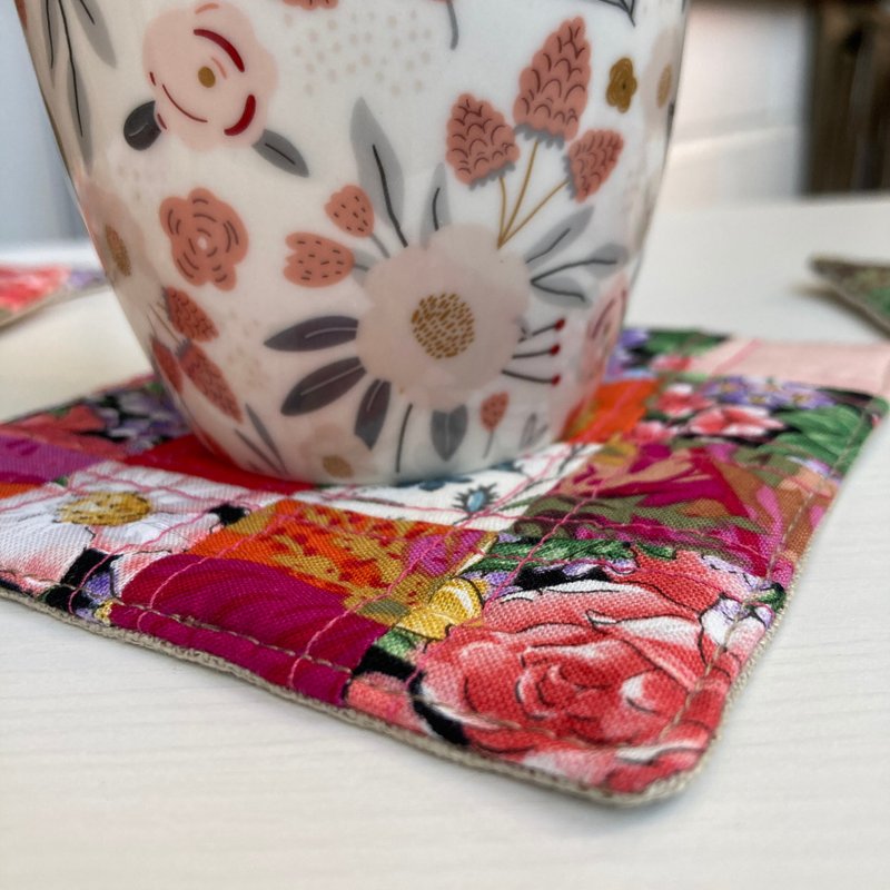 Set of coaster 6 Linen-cotton coasters set 11.5 x 11.5 cm - 杯墊 - 亞麻 紫色
