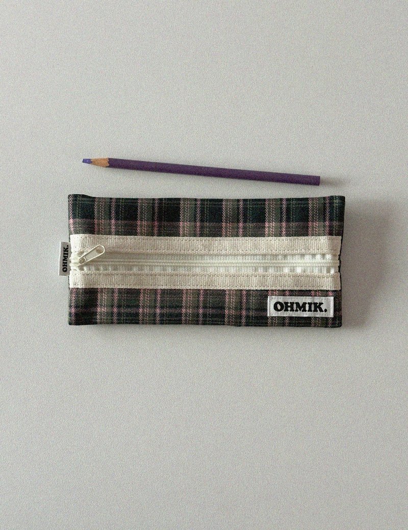 Pencil Pouch Green Pink 004 - 鉛筆盒/筆袋 - 棉．麻 多色