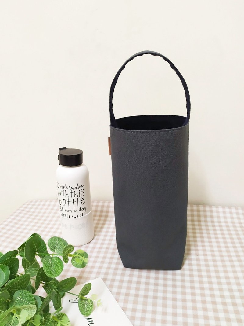 Wuhua Series Water Bottle Bag/Large Capacity Drink Bag/Portable Canvas Bag/Cloud Gray/Pre-Order - Beverage Holders & Bags - Cotton & Hemp Gray