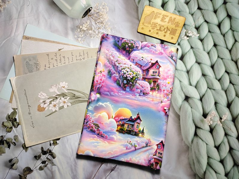 Landscape Series - High Quality Thin Cotton Fabric Pastel Fantasy Garden Cloth Book Cover - Cloth Book Cover - Suitable for A5-25K - Book Covers - Cotton & Hemp 