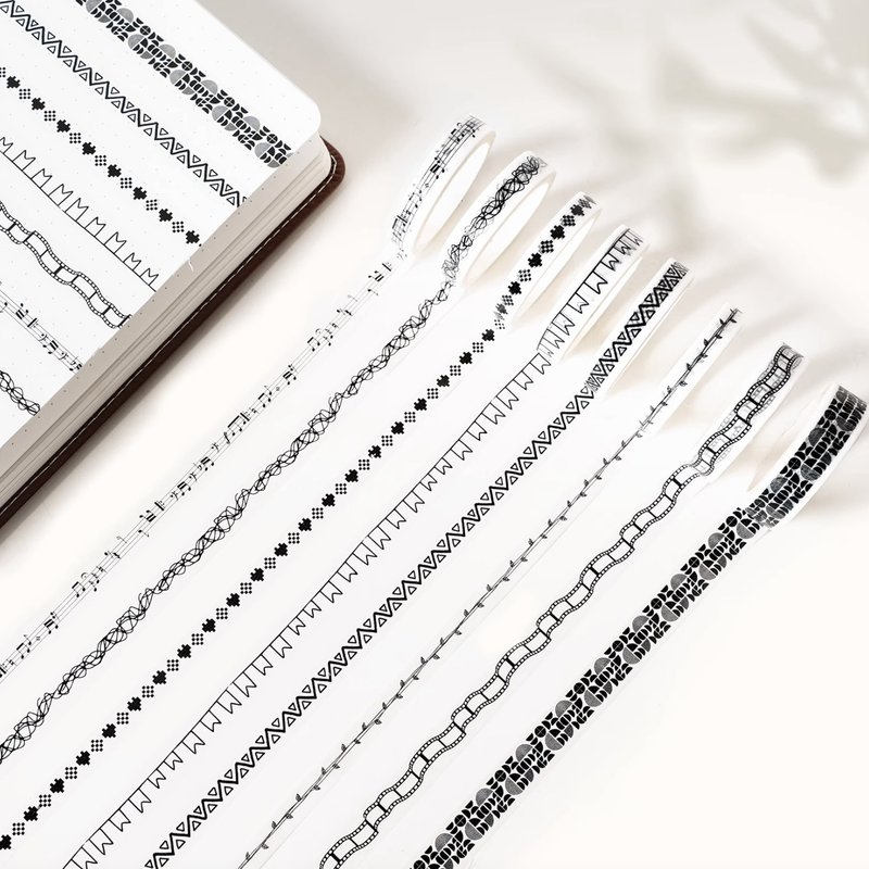 色彩在说话 / 白黒ピクセル PET&マスキングテープ 5m巻 8巻セット - マスキングテープ・PET テープ - 紙 多色