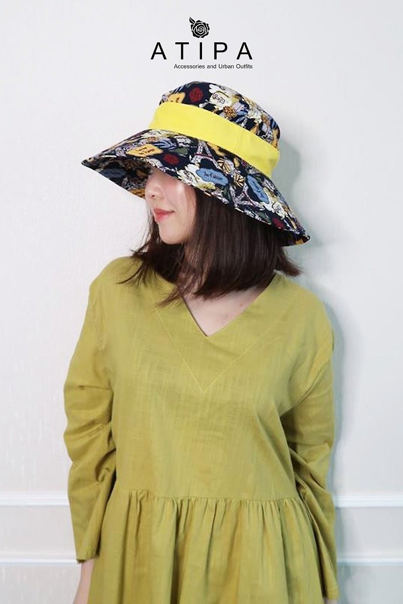 ATIPA復古寬邊帽復古風格 - 帽子 - 其他材質 黃色