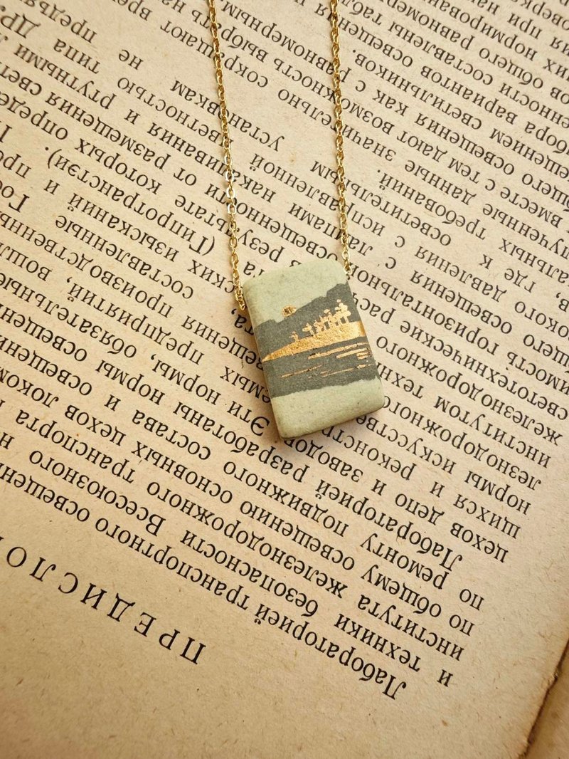 風景千層派絞胎擴香陶項鍊 - 耳環/耳夾/耳骨夾 - 陶 綠色