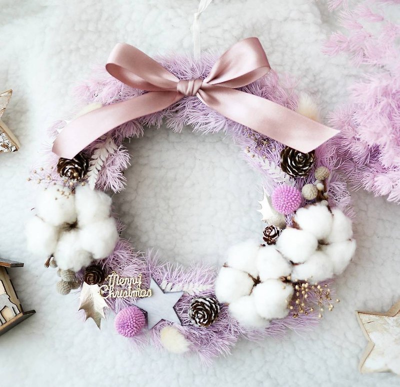 粉紫夢幻聖誕花圈 - 乾燥花/永生花 - 植物．花 紫色