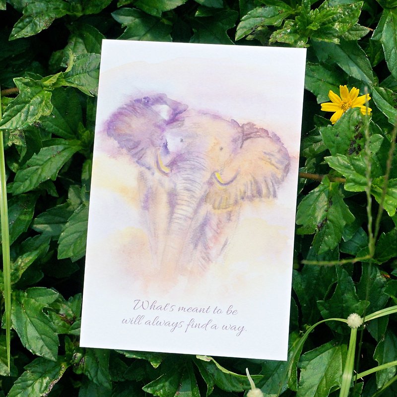 Lovely Animal watercolor postcard, Greeting card, Birthday card,print - Elephant - การ์ด/โปสการ์ด - กระดาษ สีม่วง