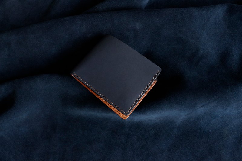 Italian Vegetable Tanned Leather Photo Clip | European Blue X Chestnut Brown - กระเป๋าสตางค์ - หนังแท้ 