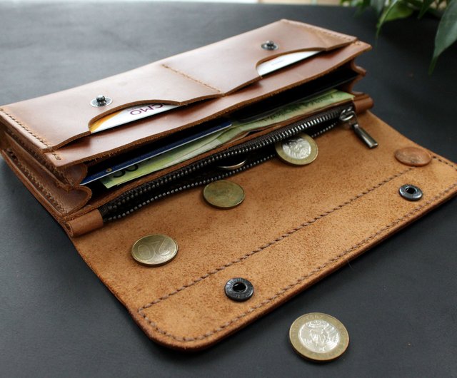 Leather Cash Envelope Wallet, Long Wallet, Petite Leather Clutch - Shop  Anger Refuge Wallets - Pinkoi