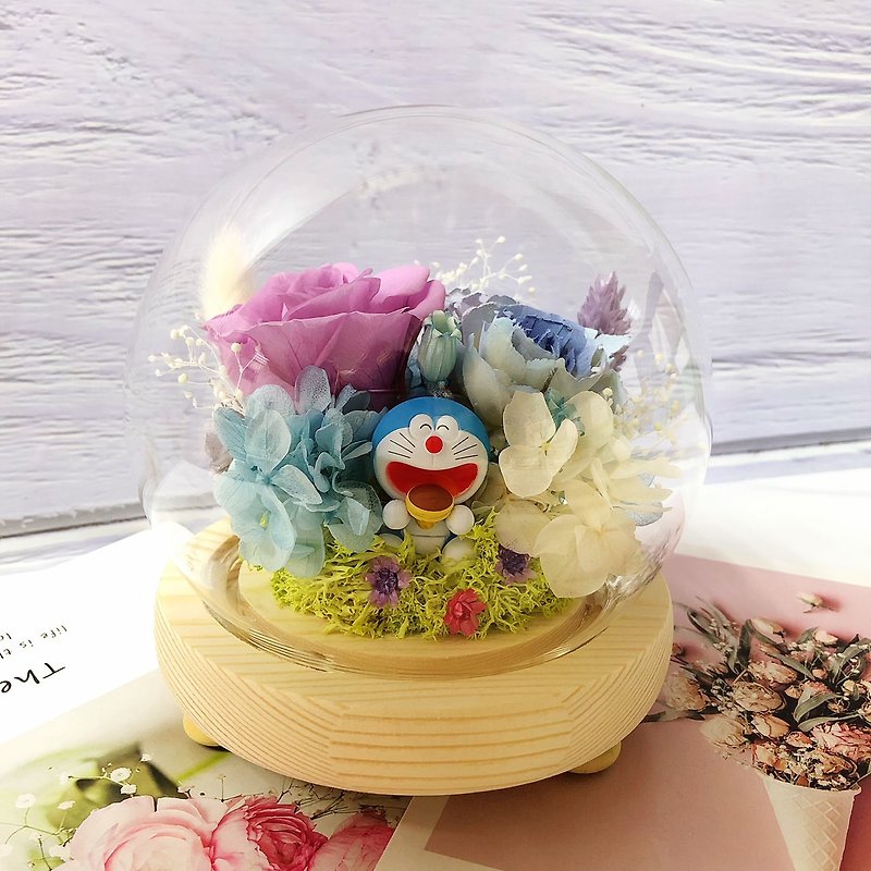 24hr shipment [Dou A Dream] Eternal Flower Night Light Glass Cup/Valentine’s Day Gift/Birthday Gift - ช่อดอกไม้แห้ง - พืช/ดอกไม้ 