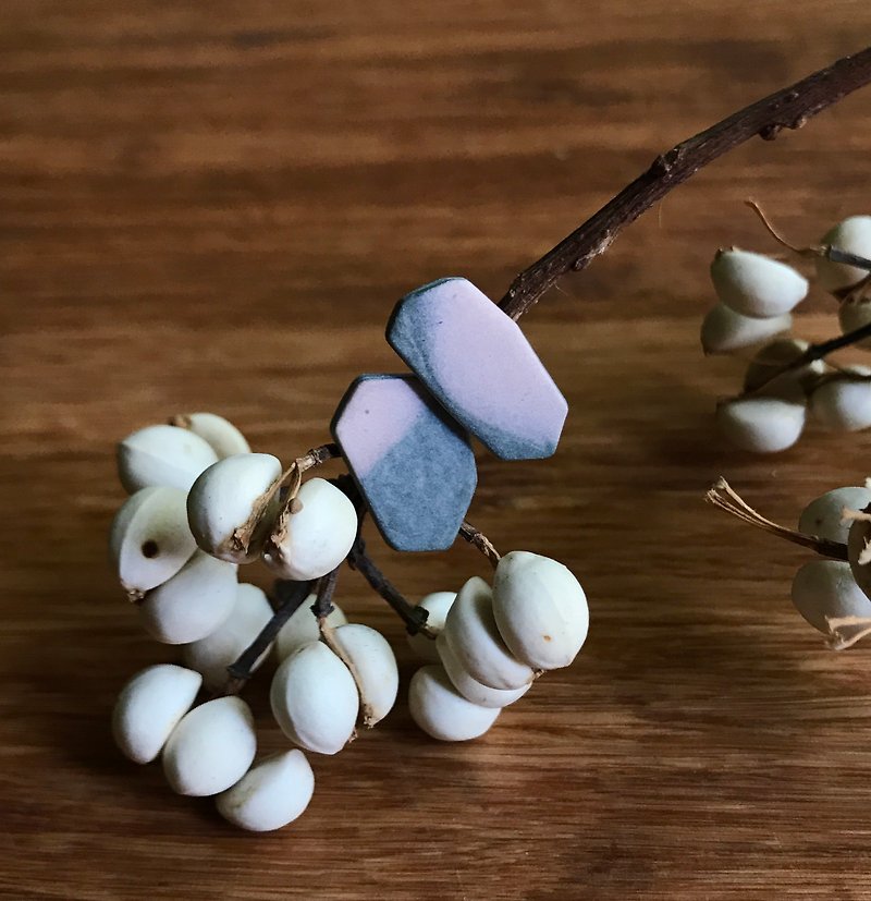 Pink Stone Porcelain earrings - Earrings & Clip-ons - Porcelain 