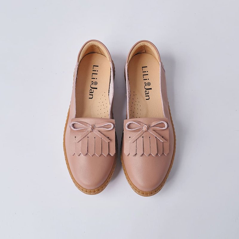 Size Zero [British Strolling] First Layer Cowhide Tassel Loafers_Berry Pink - Women's Oxford Shoes - Genuine Leather Pink