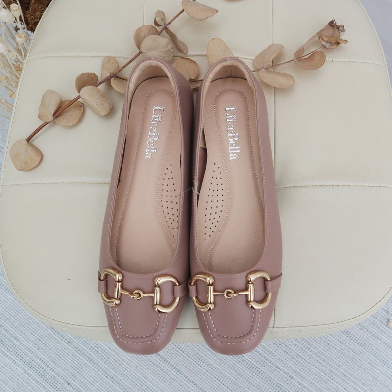 【love is all around】flat leather shoes_pink - Mary Jane Shoes & Ballet Shoes - Genuine Leather Pink