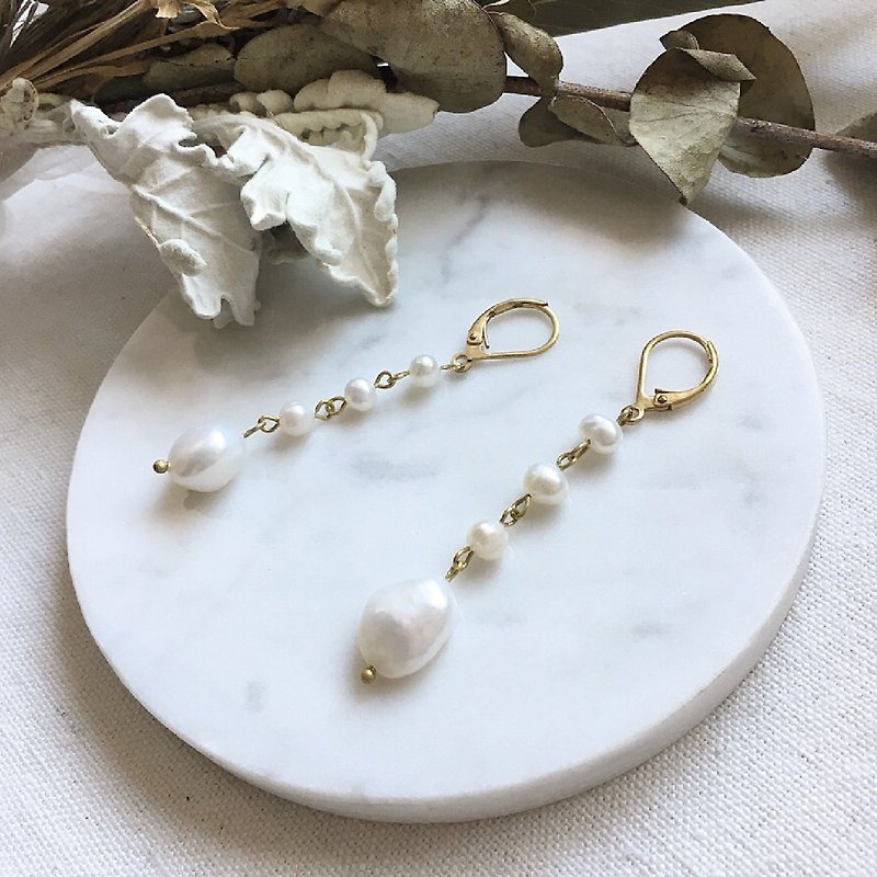 The tears pearl earrings freshwater pearl Bronze - Earrings & Clip-ons - Pearl Gold
