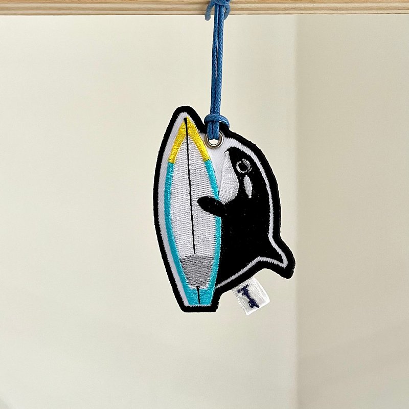 Killer Whale Surf Tag Q Version - Luggage Tags - Cotton & Hemp Multicolor