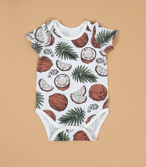 Coconuts on white baby bodysuit, baby boy bodysuit, baby girl bodysuit