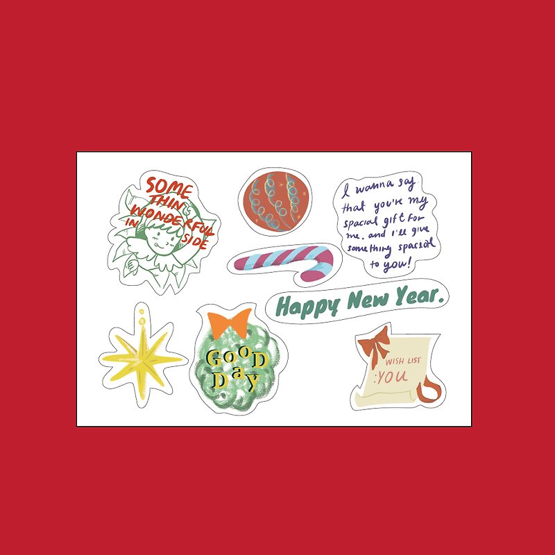 Christmas  and New Years sticker - 貼紙 - 紙 多色