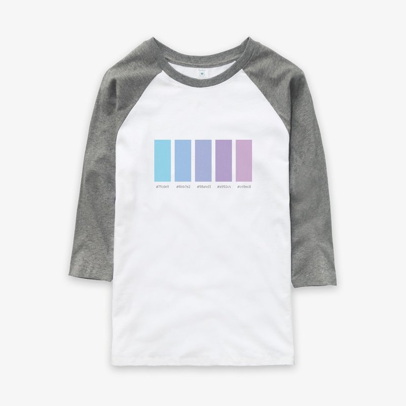 迷幻 - 中性版七分袖T-shirt - 帽T/大學T - 棉．麻 白色