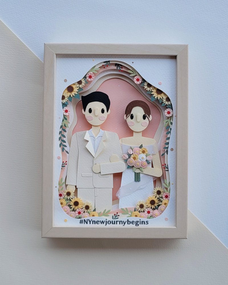 Layered custom papercut frame: wedding day theme. - 相框/畫框 - 紙 