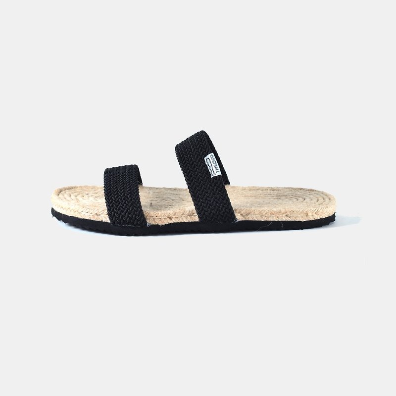 【Dogyball】 simple to wear easy life simple stretch double belt grass cooler slippers limited with travel shoes cover shoes with clean small things free - Men's Casual Shoes - Cotton & Hemp Black