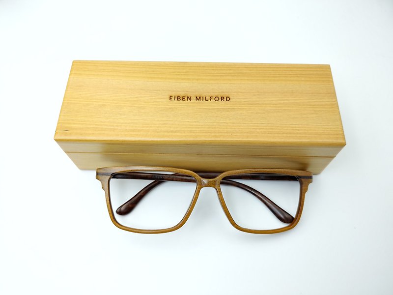 精緻手工木製眼鏡 原木眼鏡 台灣手工製造/贈送檜木手機平板架 - 眼鏡/眼鏡框 - 木頭 咖啡色